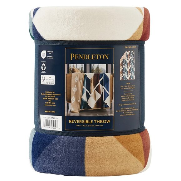Pendleton Reversible Plush Throw 50" x 70" Serrado Polyester New - Picture 6 of 7